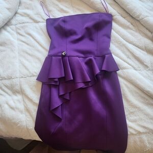 Roberto Cavalli Strapless Purple Dress